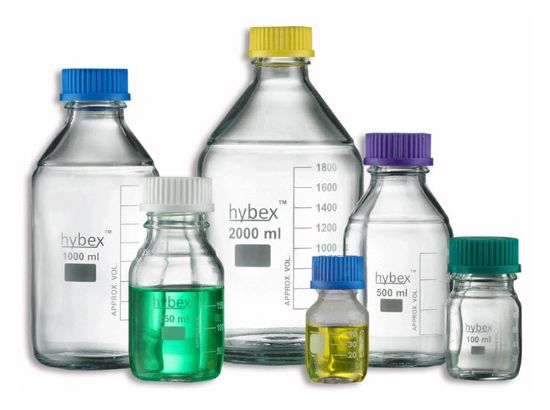 Picture of hybex™ Media Storage Bottles, 100ml, GL45 Green Caps